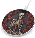 Skeleton with Roses Wireless Charger Fast Wireless Charging Pad with USB Cable 10W Anti-Slip Magnetic Wireless Charger Portable Slim Charger Puck Travel Charging Station