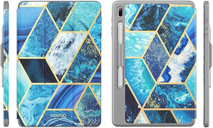 i-Blason Cosmo Case for Samsung Galaxy Tab S7 FE 12.4 2021 Release Case Full-Body Trifold with Built-in Screen Protector Protective Smart Cover with Auto Sleep/Wake &amp Pencil Holder (Ocean)
