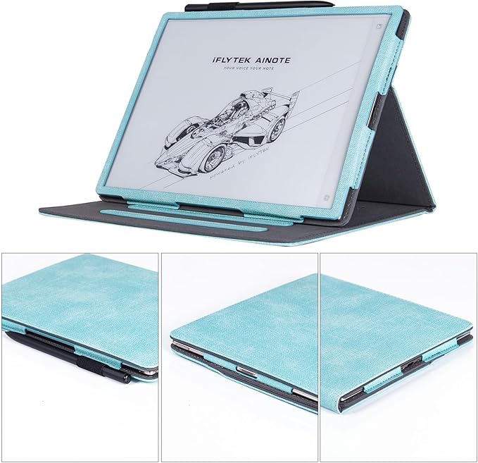 BOZHUORUI Protective Folio Case for iFLYTEK AINOTE 2 10.65-inch Paper TabletMulti-Angle Adjustable StandPremium PU Leather Sleeve Cover with Auto Sleep/Wake &amp Hand Strap (Mint Green)