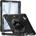 Sahara for iPad Air 13-inch (M4 2026 / M3 2025 / M2 2024) Case - Heavy-Duty Protective Cover with Screen Protector Kickstand Rotating Hand Strap &amp Shoulder Strap Raider-X Series