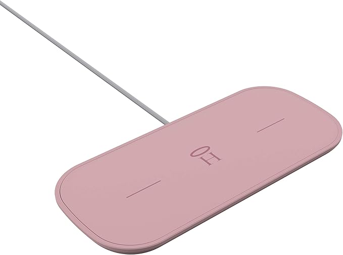 Halo Dual Wireless Charging Pad - Made for Apple Airpods iPhone 12 Pro 12 Pro Max 12 Mini iPhone 11 11 Pro 11 Pro Max and Samsung Other Qi-Enabled Devices – Blush Pink