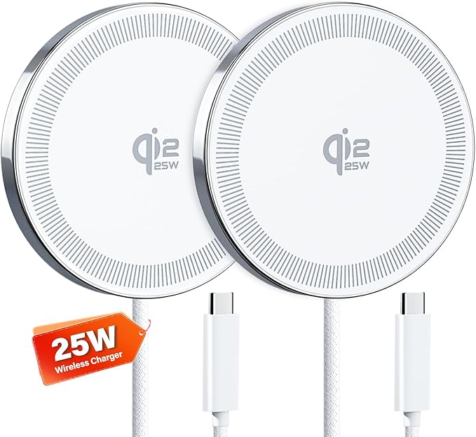 25W Wireless Charger for MagSafe Qi2.2 Magnetic Fast Charging Pad for iPhone 17/16/15/14/13/12 Series &amp AirPods Strong Magnet Thin &amp Portable Wireless Charger for Travel Home Office(White