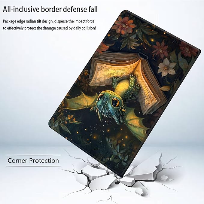 Bxgolkgd Tablet Case for 6 Kindle 11th Generation (2024/2022 Release)Shockproof Stand Cover with Heat DissipationAuto Wake/Sleep FunctionCute Dragon Reading Book