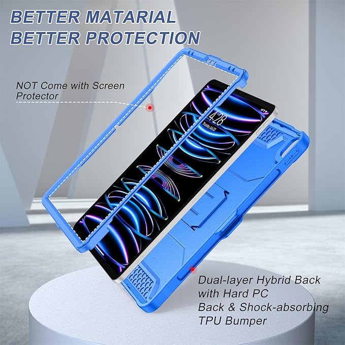 Soke Case for iPad Pro 12.9 Inch 6th/5th/4th Generation(2022/2021/2020 Release) Rugged Shockproof Protective Cover with Built-in Kickstand for Apple iPad Pro 12.9 - Klein Blue