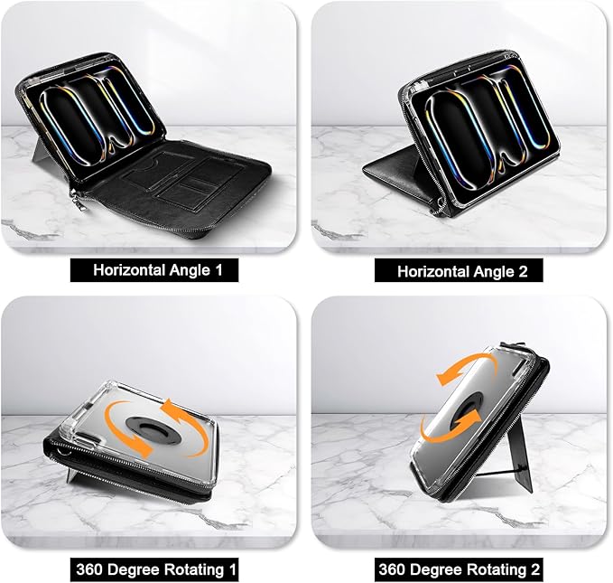 E NET-CASE Case for iPad Air 11 M4/M3/M2 (2026/2025/2024)/iPad (A16) 11th Gen 11 2025/iPad Air 5th/4th Gen (2022/2020) 10.9with Pen Holder/Hand Strap/Carrying Shoulder Strap (Black)