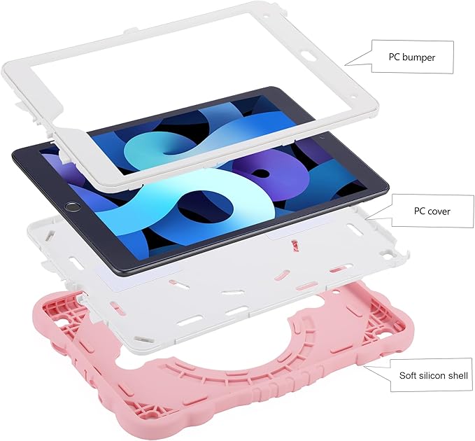 XZC Case for iPad 9th/8th/7th Generation 2021/2020/2019(10.2 inch) Unicorn Cute Cover Heavy Duty Shockproof Protective Case with Built-in Stand Strap for Kids Girls Women (Pink)