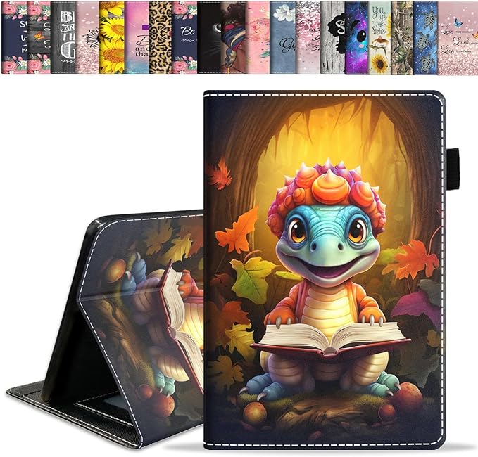 Case for All-New Amazon Fire HD 10 &amp 10 Plus Tablet 10.1 (13th/11th Generation 2023/2021 Release) Slim Stand Folio Cover with Card Slot &amp Auto Wake/Sleep - Cute Little Dinosaur