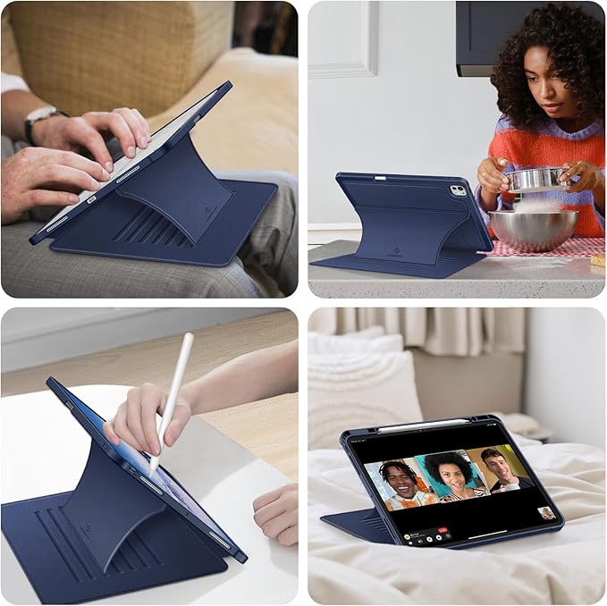Fintie Magnetic Stand Case for iPad Pro 13-inch (M5) 2025 / (M4) 2024 - Multiple Angles Shockproof Rugged Soft TPU Cover with Pencil Holder Auto Sleep/Wake Navy