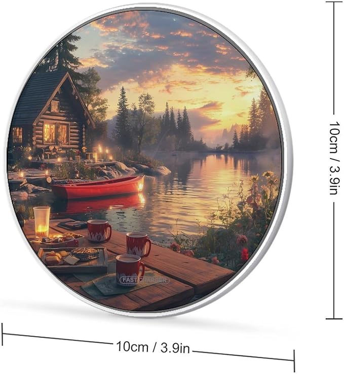 Lake Cabin Boat Wireless Charger Anti-Slip Wireless Charging Pad Slim Charger Mat for Men Women