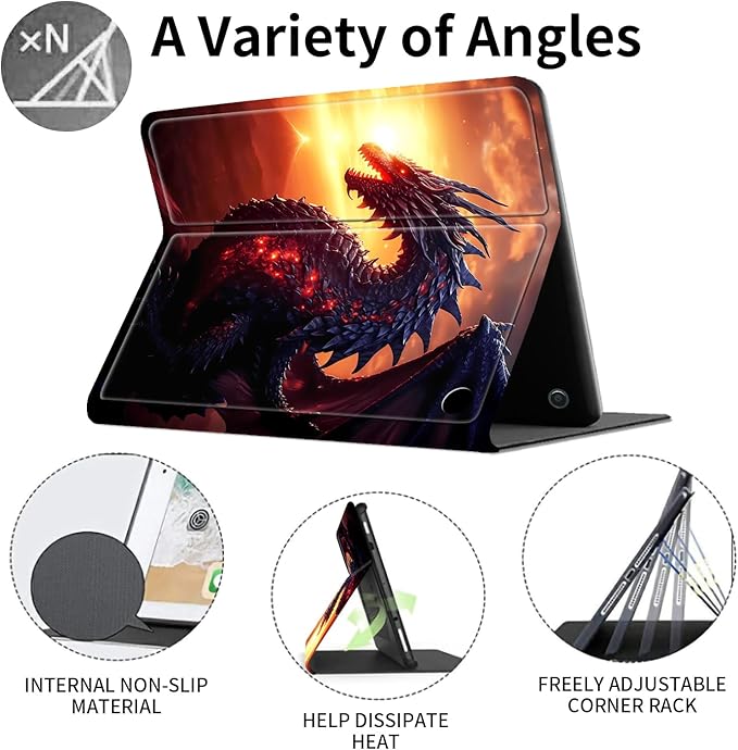 Case for All-New Amazon Fire HD 10 Tablet (13th Generation 2023 Release)Slim PU Leather Smart Cases Covers with Auto Wake/Sleep for Amazon Kindle Fire 10.1 inch TabletDragon