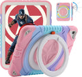 XZC Case for iPad (A16) 11th Generation 11 Inch 2025/ iPad 10th Generation 10.9 Inch 2022 Heavy Duty Shockproof Rugged Cover with Rotating Stand/Pencil Holder/Carrying Shoulder Strap (Pink)