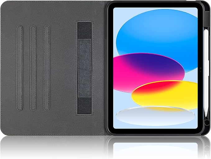 for iPad 10th Generation Case 10.9 inch 2022 with Pencil Holder PU Leather Smart ipad 11th A16 11inch Cover Model: A2696 /A2757 / A2777 Auto Sleep/WakeBlack