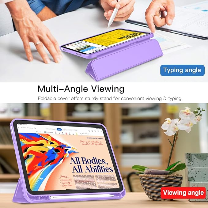 iMieet iPad (A16) Case 11th Gen/iPad 10th Generation Case [11-Inch 2025/10.9 Inch 2022] with Pencil Holder Trifold Stand Smart Cover with Soft TPU BackAuto Wake/Sleep(Violet)
