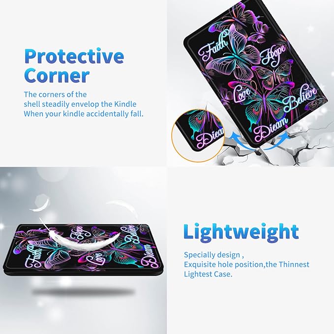 Case for iPad Pro 12.9 6th/5th/4th/3rd Generation 2022/2021/2020/2018 Lightweight TPU Shockproof with Auto Sleep/Wake Cover for 12.9 Inch iPad Pro Pink Purple Butterfly Positive Quotes
