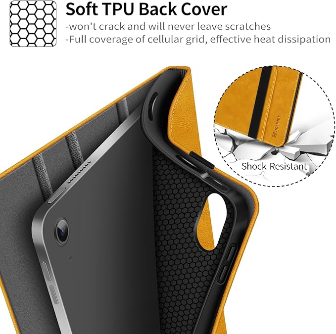 HOLIMET Case for iPad (A16) 11th Generation 11 Inch 2025/ iPad 10th Generation 2022 New iPad 10.9 Inch Case with Pencil Holder Protective Cases Shockproof Cover (Yellow)