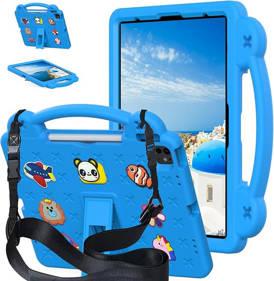 Compatible with Apple iPad 7 2019 10.2/iPad 8 2020 10.2/iPad 9 2021 10.2/iPad Pro 10.5 2017/iPad Air 3 2019 10.5 Tablet Case Kids Case with Shoulder Strap &amp Stand Handle &amp Pen Tray Sky Blue