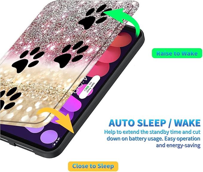 Case for iPad Pro 12.9 6th/5th/4th/3rd Generation 2022/2021/2020/2018 Lightweight TPU Shockproof with Auto Sleep/Wake Cover for 12.9 Inch iPad Pro Black Dog Paw Sparkles
