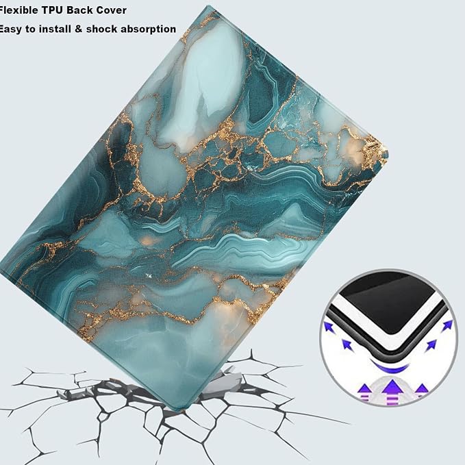 Peacock Blue Gold Foil Marble