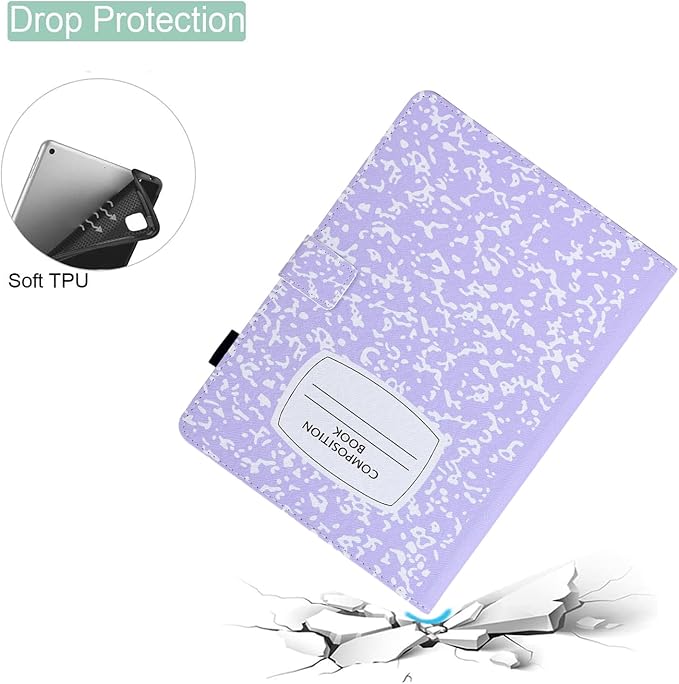 Cute Case For All-New Amazon Kindle Fire HD 10 &amp 10 Plus Tablet (13th/11th Generation 2023/2021 Release)10.1Vegan Leather Slim Folding Stand Cover with Pocket Auto Wake/SleepPurple NoteBook