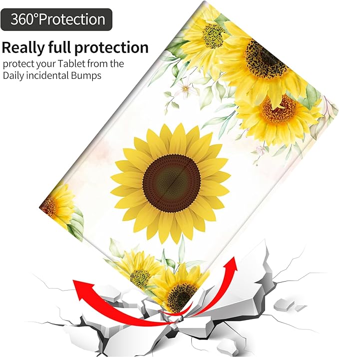 Tablet Case for All-New Amazon Kindle Fire HD 10 Tablet (13th Generation 2023 Release) - Auto Wake/Sleep Shockproof Full Body Rugged Cover Soft TPU Smart Stand Case Sunshine Flower