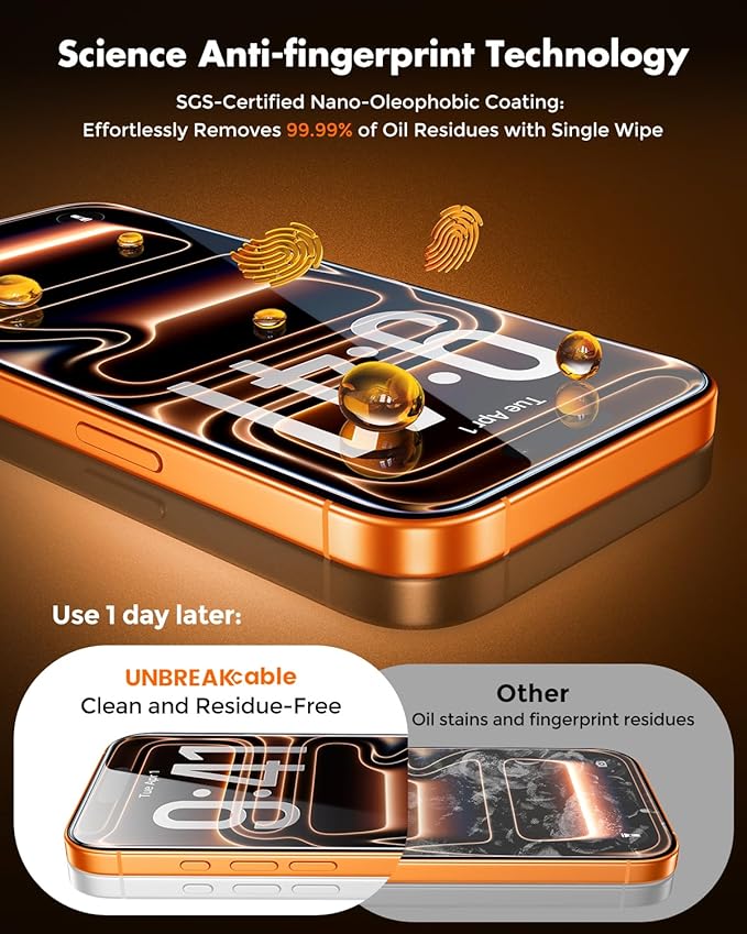 UNBREAKcable for iPhone 17 Pro Max Screen Protector [Quick-Installation Box] 3-Pack 9H+ Hardness Shatterproof Tempered Glass [99.99% HD Clear] [Case Friendly] [Bubble Free] for iPhone 17 Pro Max 6.9