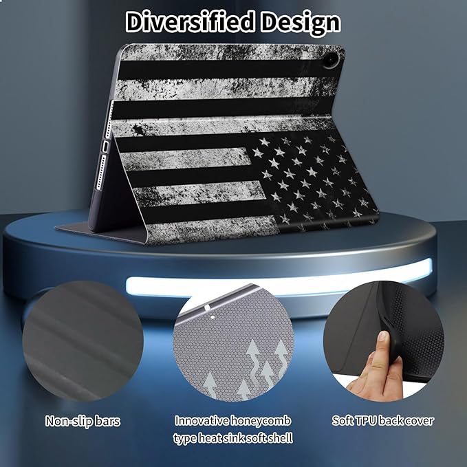 Case for Galaxy Tab A9+/A9 Plus 11 inch 2023 2024Slim Leather Multi-Angle Stand Folio Cover Auto Wake/Sleep for Samsung Galaxy Tab A9 Plus Tablet SM-X210/X216/X218Black American Flag