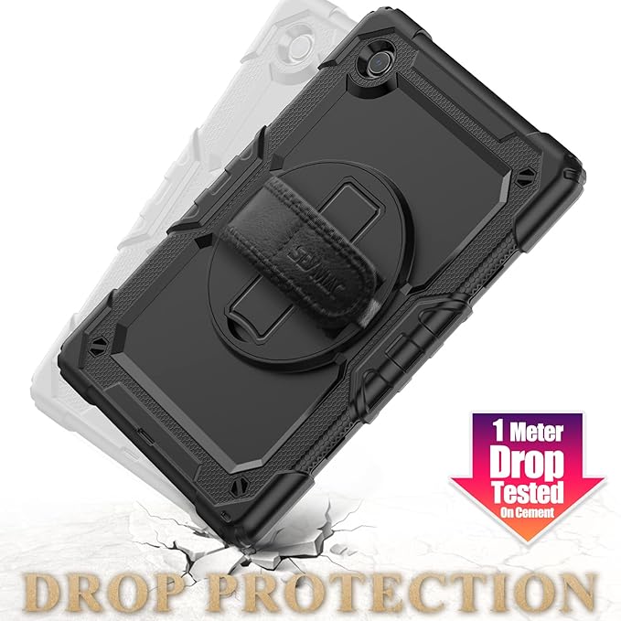 SEYMAC stock Case for Samsung Galaxy Tab A11+ Plus/A9+ Plus 11'' Full-Body Drop Protection Case with Screen Protector Pencil Holder [360° Rotating Hand Strap] &ampStand Black