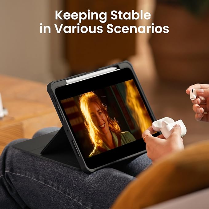 tomtoc Inspire-Pivot Case for iPad Pro 13 Inch (M5/M4) 2025 Pivot Design Provides Stable Stand Functionality for Various Viewing Experience Vertical Case with Apple Pencil Holder Auto Wake/Sleep