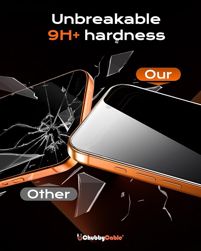 chubbycable 2PCS ChubbyShield Ultra for iPhone 17 Pro Privacy Screen Protector Anti-spy Screen Protector Privacy Glass with Ultra-easy Install Box Auto Dust-Elimination &amp Bubble Free