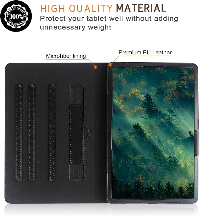 Case Compatible with Tablet Samsung Galaxy Tab S9 FE Plus S9 Plus S8 Plus S7 FE S7 Plus 12.4 InchCover 360° Rotating Stand PU Leather for Galaxy Tab S9 FE+ S9 + S8+ S7+12.4Black
