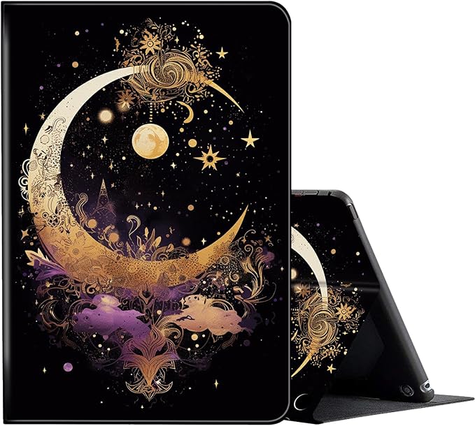 FUYOCWE for Fire HD 10 Tablet Case (13th Generation2023 Release10.1) PU Leather Multi-Angle Folding Stand Smart Flip Cover for Amazon Kindle Fire HD 10 13th Gen-Gold Moon Star