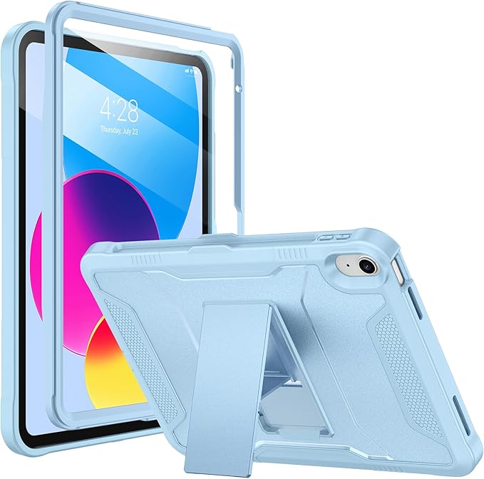 Soke Case for iPad (A16) 11th Generation 11-inch 2025 iPad 10th Generation 10.9-inch 2022 with Built-in Screen Protector and Kickstand Rugged Full Body Protective Cover - Sky Blue