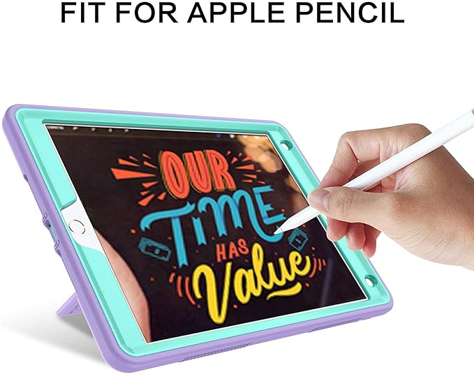 BENTOBEN for iPad 9th Generation Case iPad 8th Generation Case iPad 7th Gen Case iPad 10.2 2021/2020/2019 Case 3 in 1 Heavy Duty Shockproof Protective Cover with Stand Pen Holder Purple/Green
