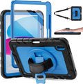 Case for iPad 10th Generation 10.9inch 2022with Built-in Screen Protector and KickstandHand StrapShoulder Strap for New Apple iPad 10.9 Inch(Black/Blue)