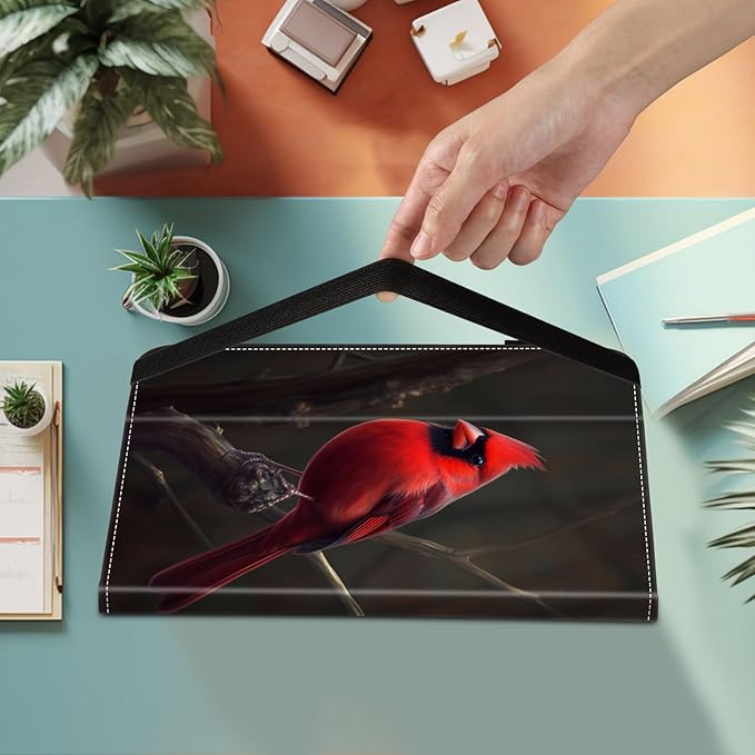 Case for Samsung Galaxy Tab S10 FE Plus 13.1 Inch 2025 Model (SM-X620/X626)Card Slot PU Leather TPU Case Pen Holder Auto Wake SleepRed Cardinal Bird