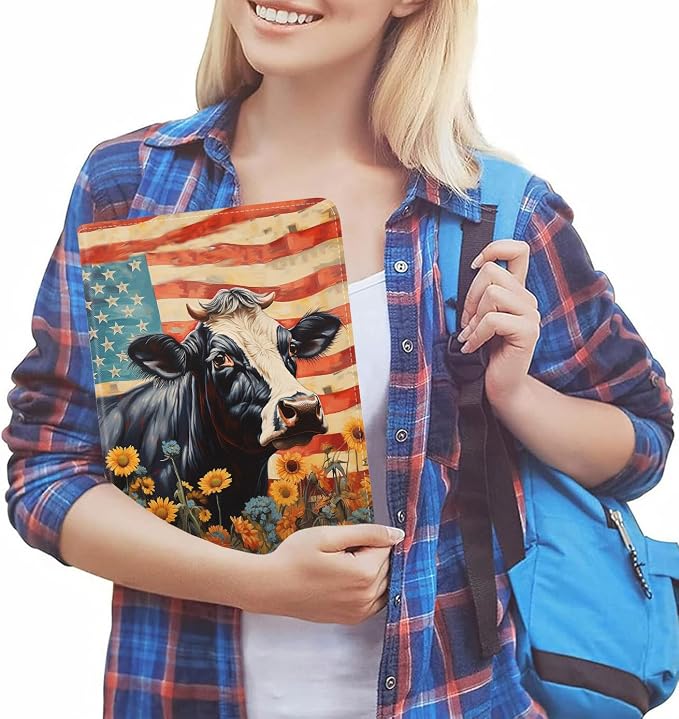 American Flag Cow and Sunflower
