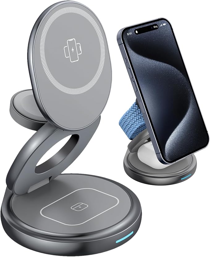 Magnetic Phone Charger - Charging Tool With 360 Degree Rotation - Travel Stand For Charging | For All Devices Watches Headphones Home Indoor Travel Family