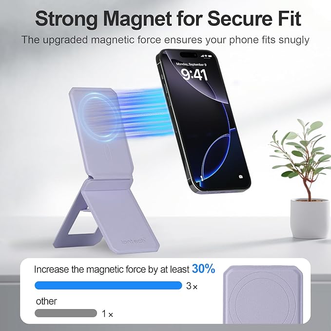 iontech Phone Stand Tripod Wallet Compatible with MagSafe iPhone 17/16/15/14/13/12 Series 3 in 1 Strong Magnetic Phone Holder PU Leather Wallet Lightweight &amp Adjustable Cell Phone Stand (Black)