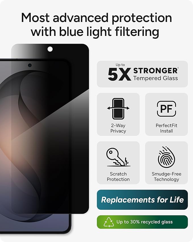 ZAGG Glass Elite Privacy Samsung Galaxy S26 Ultra Screen Protector - Tempered Glass 5X Stronger Impact Protection 2-Way Privacy Filter Smudge-Free ClearPrint Case Friendly Easy Install