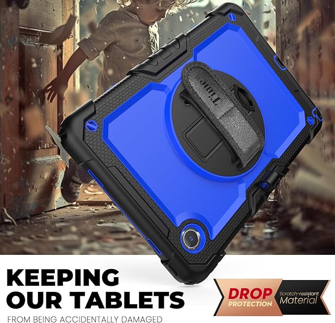 timecity Case for Lenovo Tab M11 (TB330FU/TB330XU) 11 Inch Tablet Case with Pen Holder/Stylus Holder/Screen Protector/360° Hand Strap for Tab K11 LTE 2024/ Lenovo Xiaoxin Pad 2024 (TB331FC)- Blue