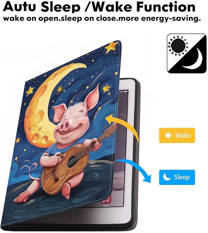 Watercolor Art Pig Playing Guitar