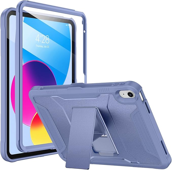 Soke Case for iPad (A16) 11th Generation 11-inch 2025 iPad 10th Generation 10.9-inch 2022 with Built-in Screen Protector and Kickstand Rugged Full Body Protective Cover - Lavender Gray