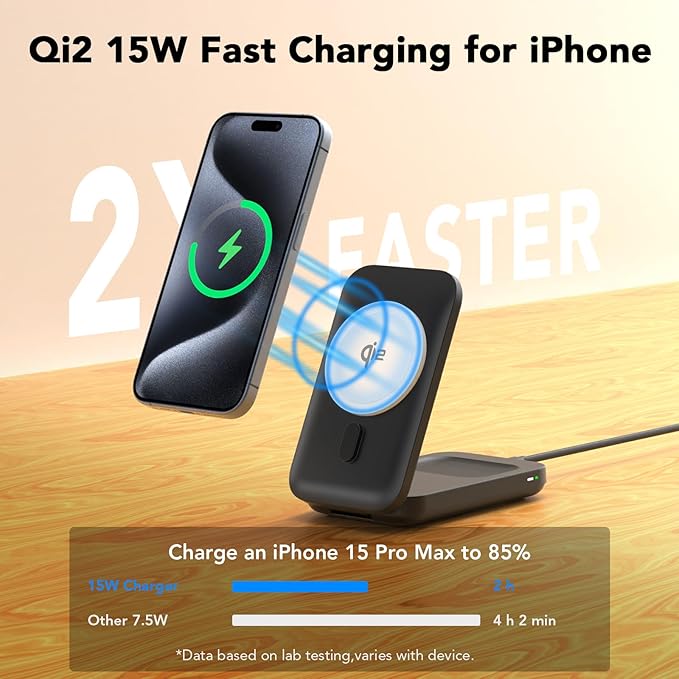 Qi2 [Certified] 3 in 1 Charging Station Compatible with Apple MagSafeMagnetic 15W Foldable Fast Wireless Charging Stand for iPhone 17/16/15/14/13/12 iWatch 11 Air-Pods Charger(with 30W PD Adapter)