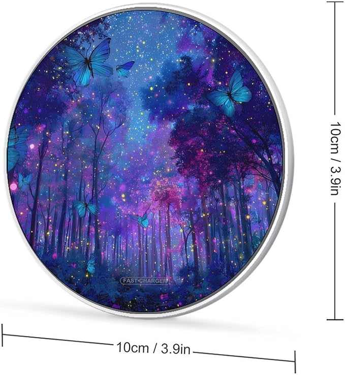Glowing Butterflies Magical Forests Phone Charger Magnetic Charging Pad Anti-Slip with USB Cable