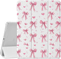 JOYLAND Girly Ribbon Bow Pattern Case for iPad Air 11 Inch M3(2025) / M2(2024) iPad Air 5th(2022) / 4th (2020) Gen 10.9 Inch Pencil Holder &amp Clear Transparent Back &amp Trifold Smart White Cove
