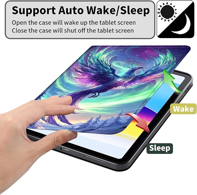 Case for Amazon Kindle Fire HD 10 and Fire HD 10 Plus 10.1 Tablet Case (13th/11th Generation 2023/2021 Release) Slim Fit PU Leather Cover with Auto Sleep/Wake - Northern Lights Phoenix