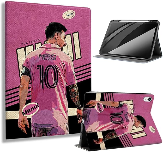 ZERMU Case for iPad (A16) 11th/10th Generation 11''/10.9'' (2025/2022) Mess%i #10 Miam%i Soccer Shockproof Magnetic Cover [Auto Sleep/Wake] with Pencil Holder