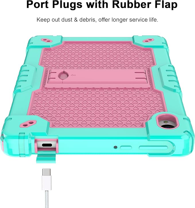 Deomoil for Urao C107/Jeazans OC101/C107 10.1 inch Tablet Hybird Case with Stand with 2 PCS Screen Protector for HiGrace C107/ZOFYWNAS C107/Freeski C107/Pswarfd 10.1 inch Tablet (Green/Pink)