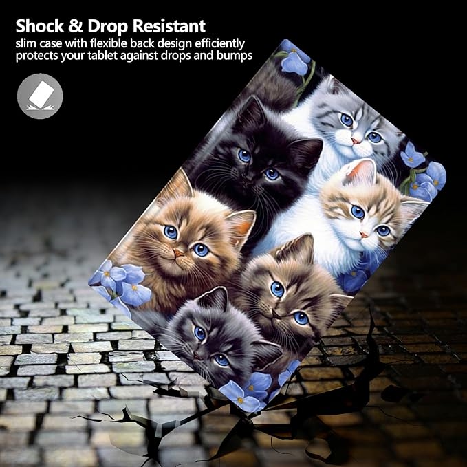 DIGTIALLL Case for iPad 10.2 iPad 9th Generation 2021/ iPad 8th Generation 2020/ iPad 7th Generation 2019 PU Leather Smart Protective Cover with Auto Sleep/WakeCute Cat