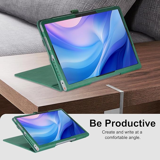 Case Compatible with Lenovo Tab Plus 11.5 inch Tablet PU Leather Business Cover for Pad Studio (TB351FU) Folding Stand CoverDark Green